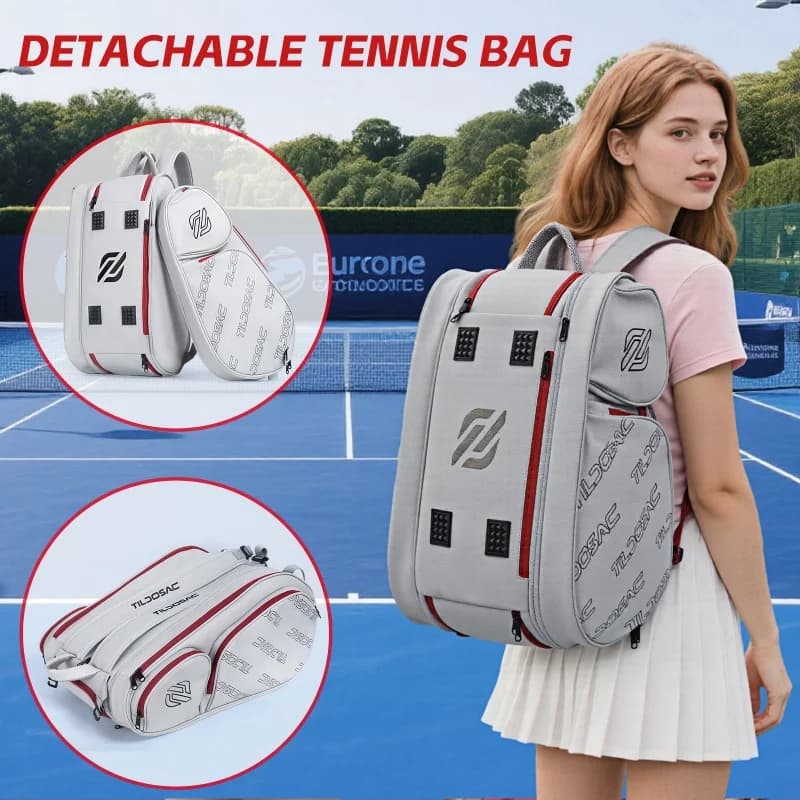 Detachable paddle bag for pickleball Large Capacity Multifunctional Tennis Racket Bag Spacious and comfortable outdoor sports backpack