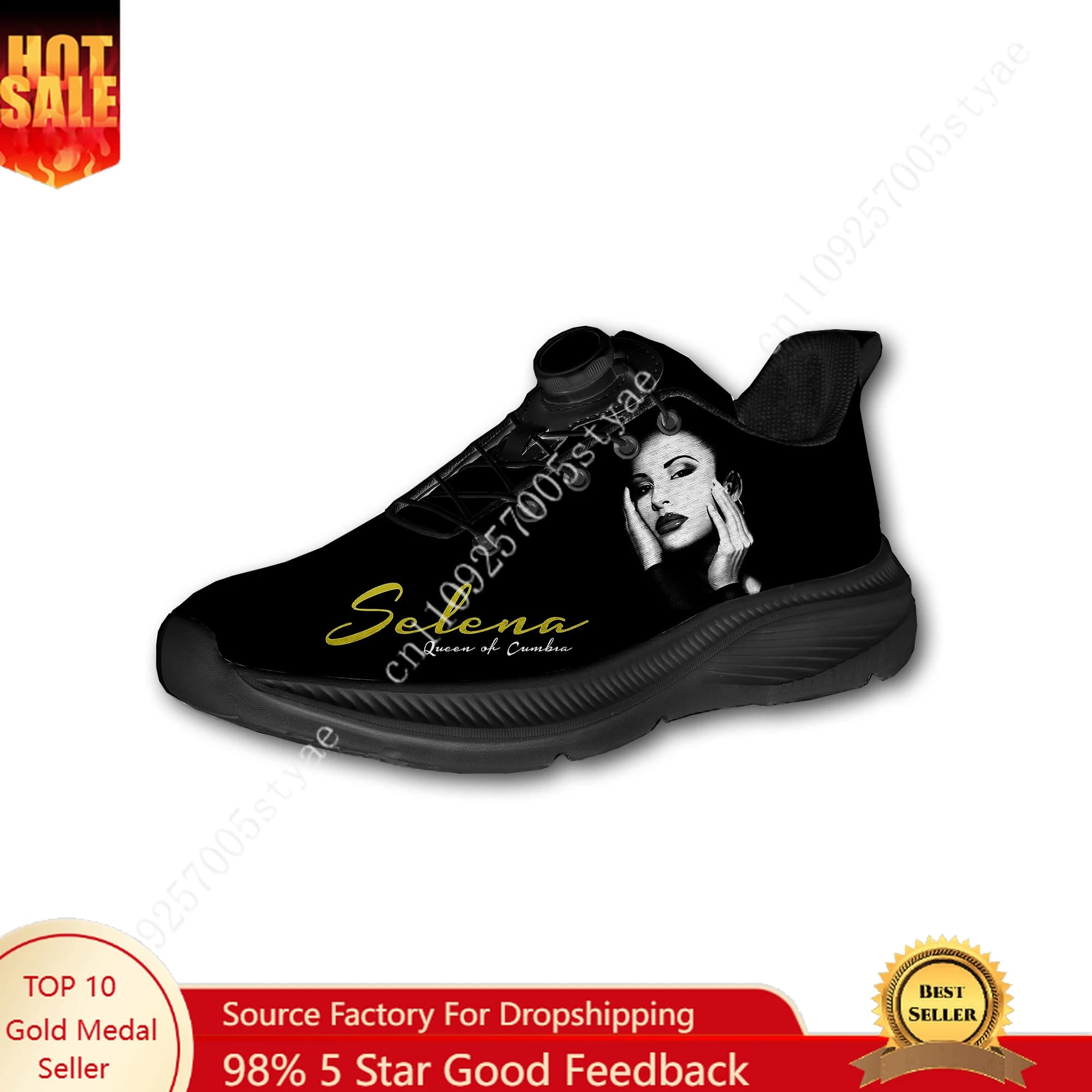 Scarpe da Passeggio Personalizzate Selena Quintanilla, Design Senza Lacci con Bottone Rotante, Sneakers Leggere Unisex con Logo