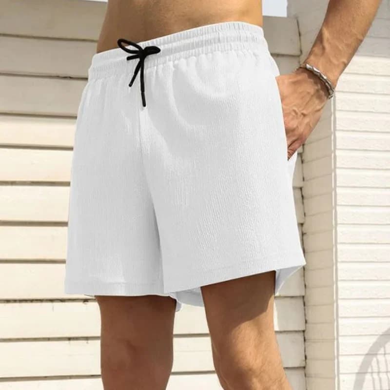 Pantaloncini Casual da uomo estate tinta unita vita elasticizzata sport Jogging pantaloni da ciclismo moda doppio tessuto foderato ad asciugatura rapida