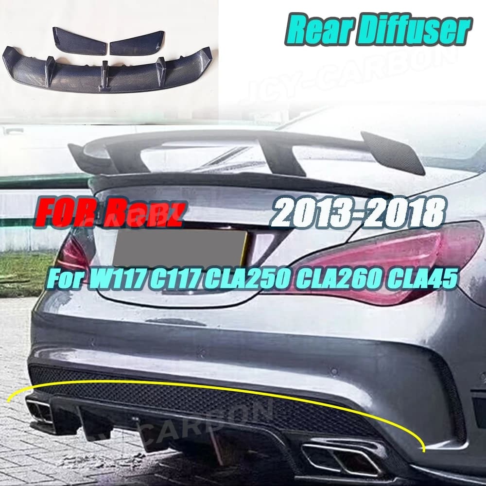 JCYECF Reale Carbonio Per Mercedes Benz W117 C117 CLA250 CLA260 CLA45 2013 -2018 Auto Diffusore Posteriore Con Splitter Posteriori Body Kit