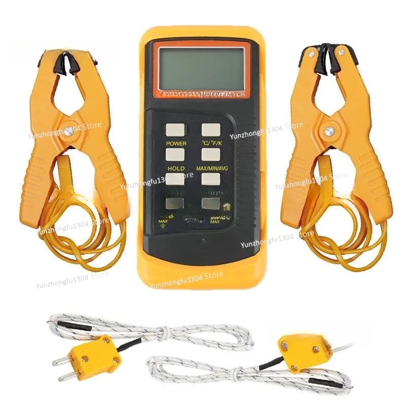 Tipo digitale K (-50-1300 ° C) Morsetto per tubi a doppio canale, 2 giri e 2 sonde per sensori
