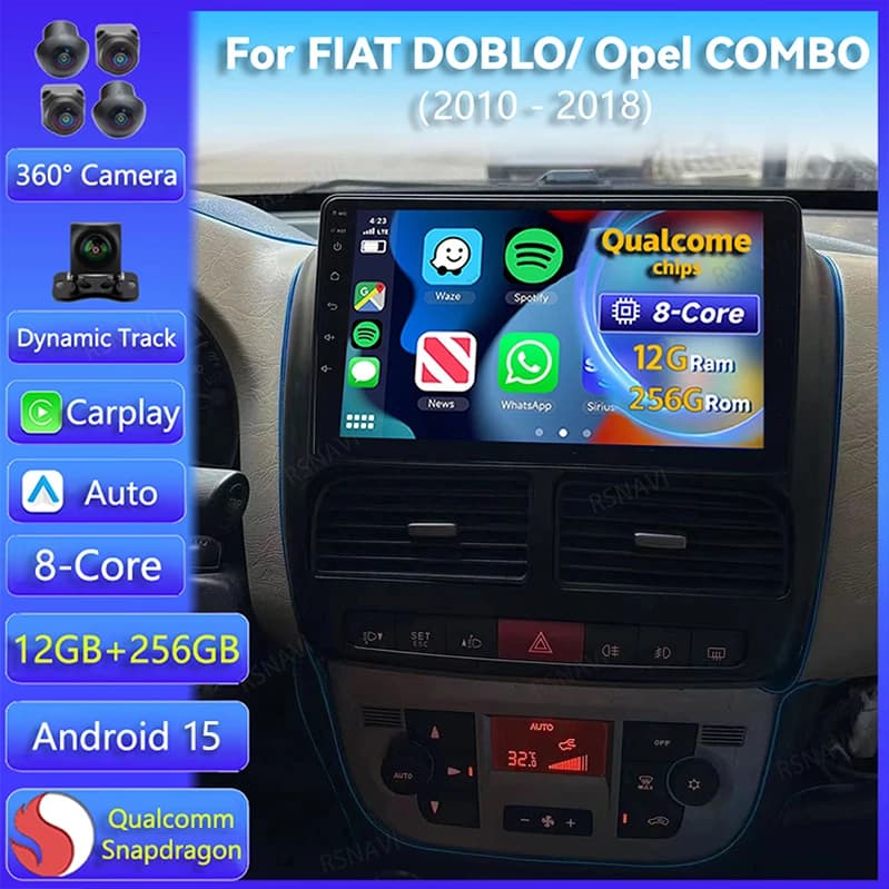 Android 15 Carplay Auto Per FIAT DOBLO 2010 2011 2012 - 2015 Opel COMBO 2011 - 2018 Multimedia Autoradio Lettore Stereo Autoradio
