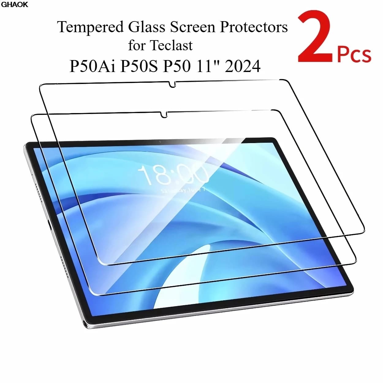 Pellicole in vetro da 2 pezzi per Teclast P50Ai P50S P50 11 "2024 Protezione in vetro temperato HD Trasparente antigraffio Protezione schermo da 0,33 mm