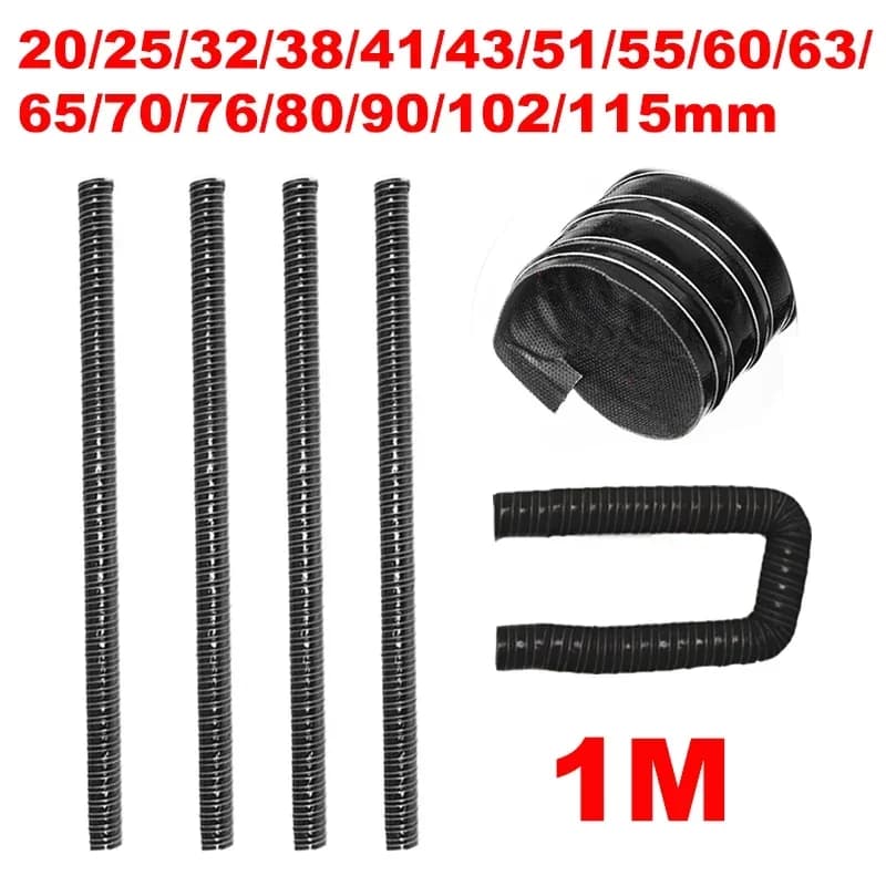 Tubo di aspirazione aria per cofano auto universale nero da 1M Tubo di canalizzazione dell'aria Tubo resistente al calore 20/25/32/38/41/43/51/55/60/63/65/70/76/80/90mm