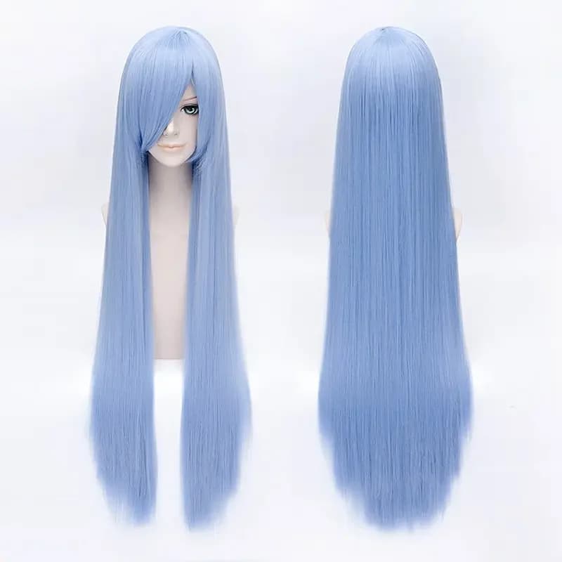Muslimate donna uomo parrucca Cosplay lunga e dritta Party Light Blue 40 ''100 Cm parrucche sintetiche resistenti al calore