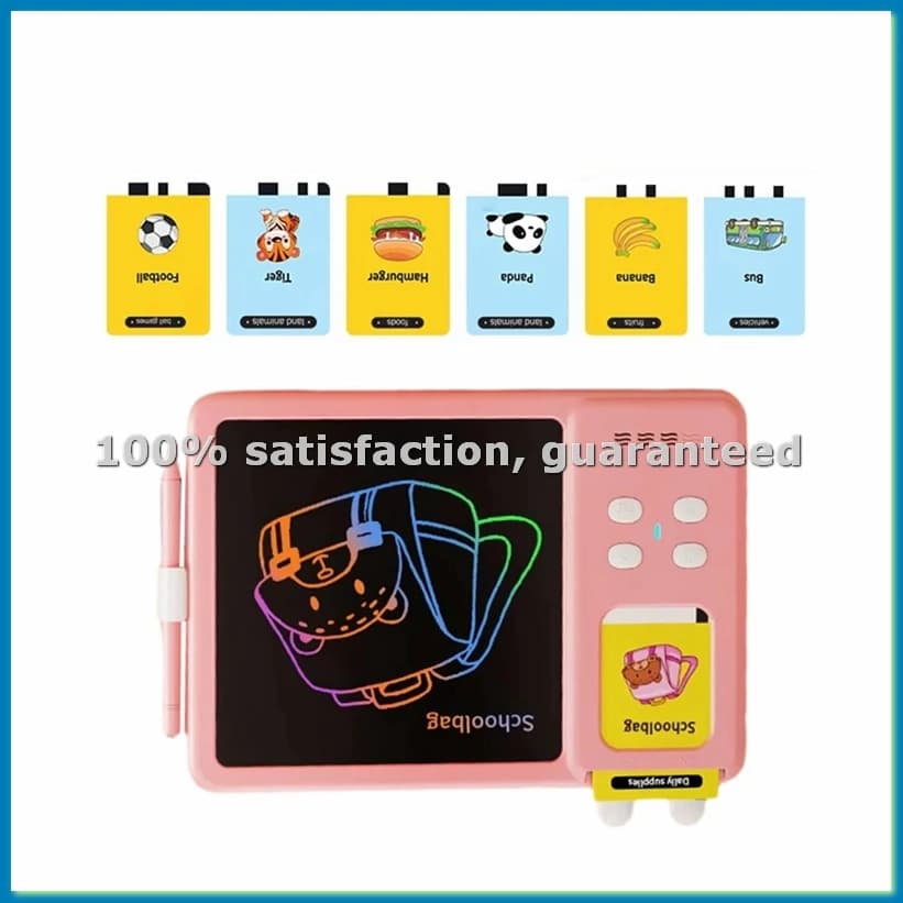 Tavoletta LCD per Disegno Bambini, Giocattolo Educativo Montessori per Apprendimento Visivo e Linguistico, Lavagna Parlante per Bambini Rosa-ABHG