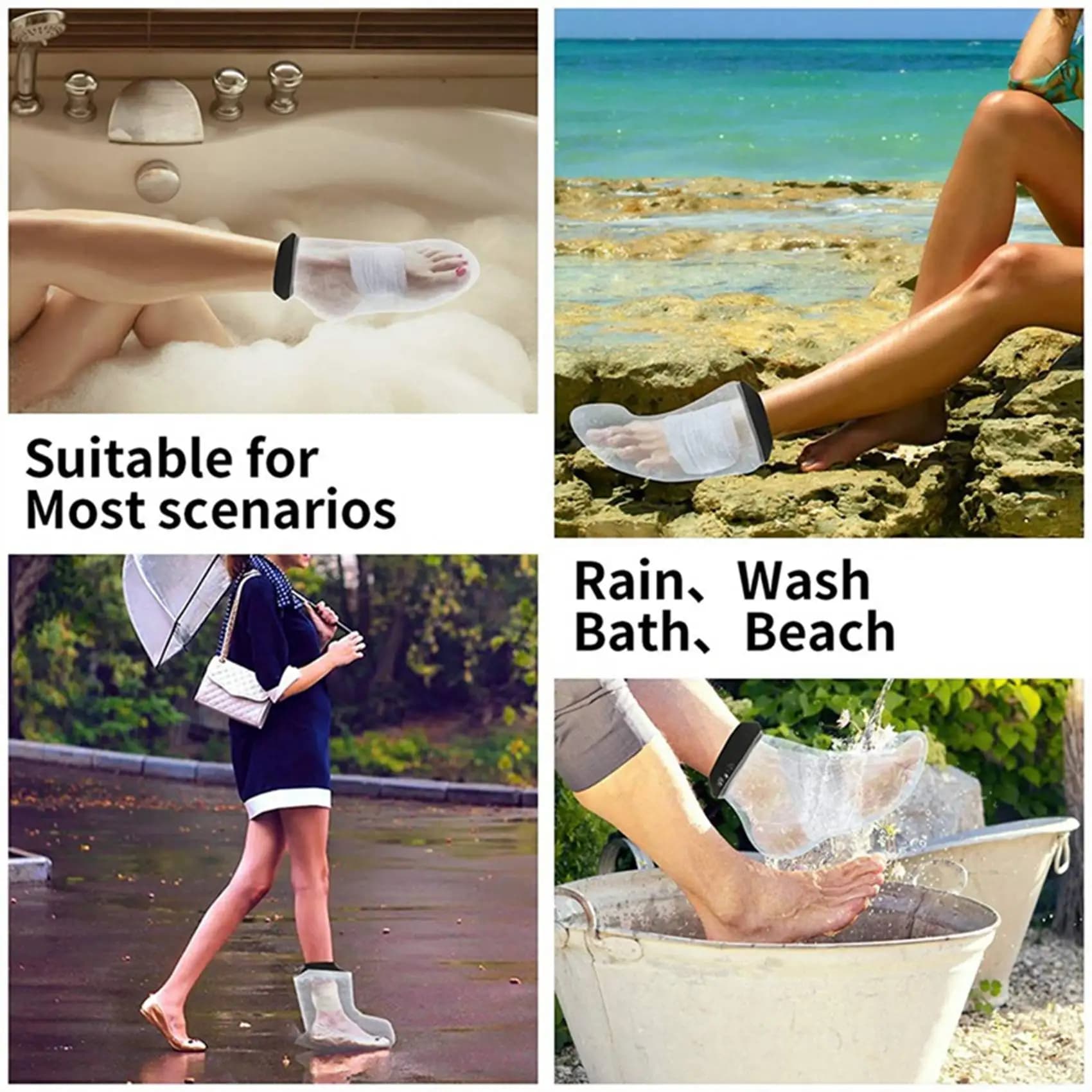2X Gamba con copertura impermeabile per caviglia per adulti Doccia Bagno Protezione per piedi impermeabile Ferite per accessori da bagno-ABQU