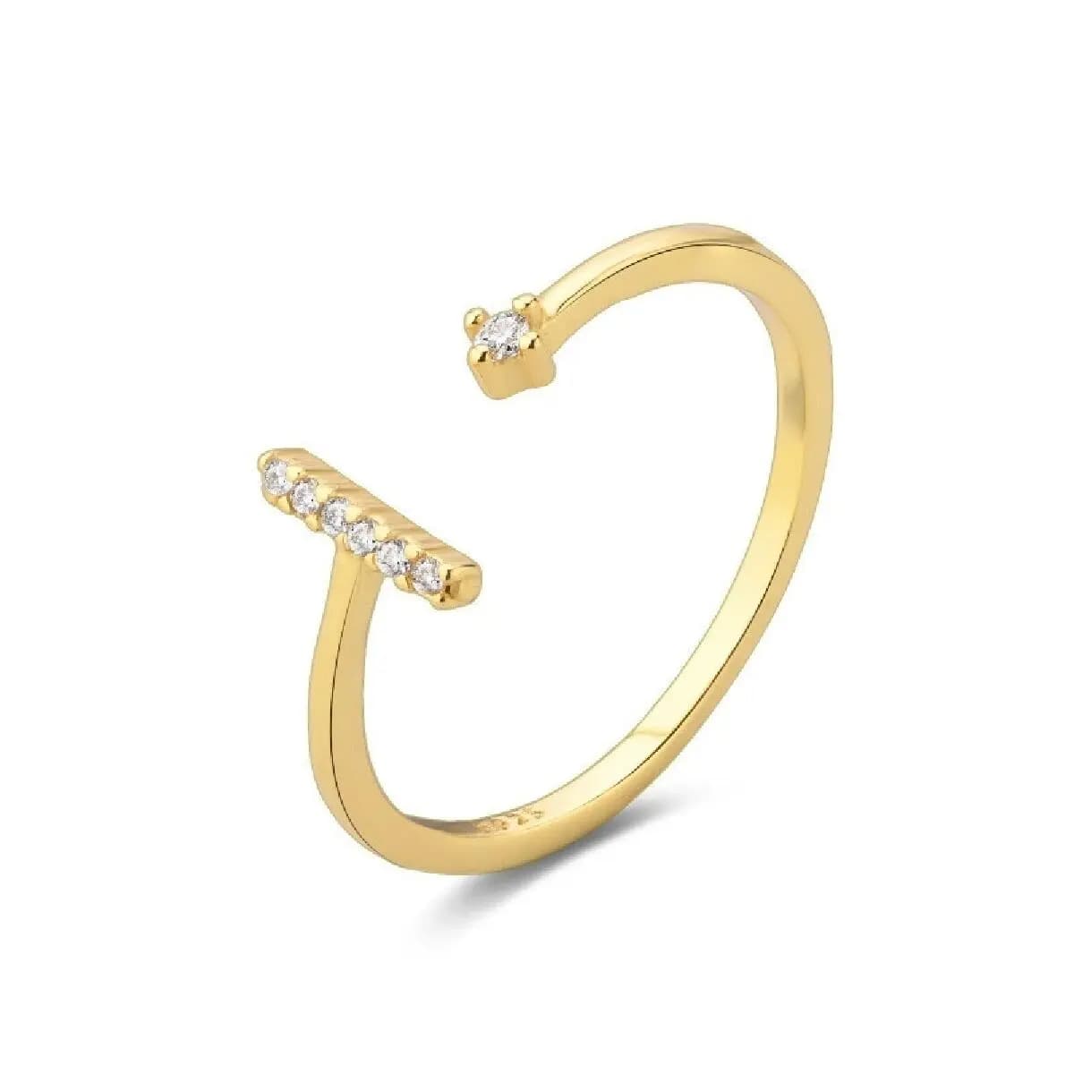 Minimalist T Shape Zirconia Open Ring American Style Ring for Women Light Luxury Stackable Jewelry Wholesale