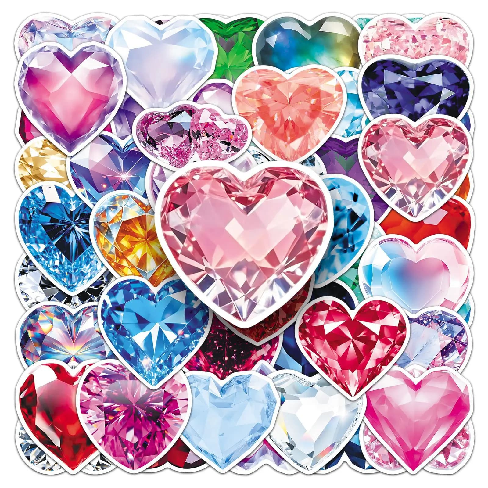 50 Pezzi Adesivi Colorati a Forma di Diamante con Graffiti, Decorativi per Bottiglie d'Acqua, Caschi di Sicurezza, Bagagli, Biciclette, Skateboard