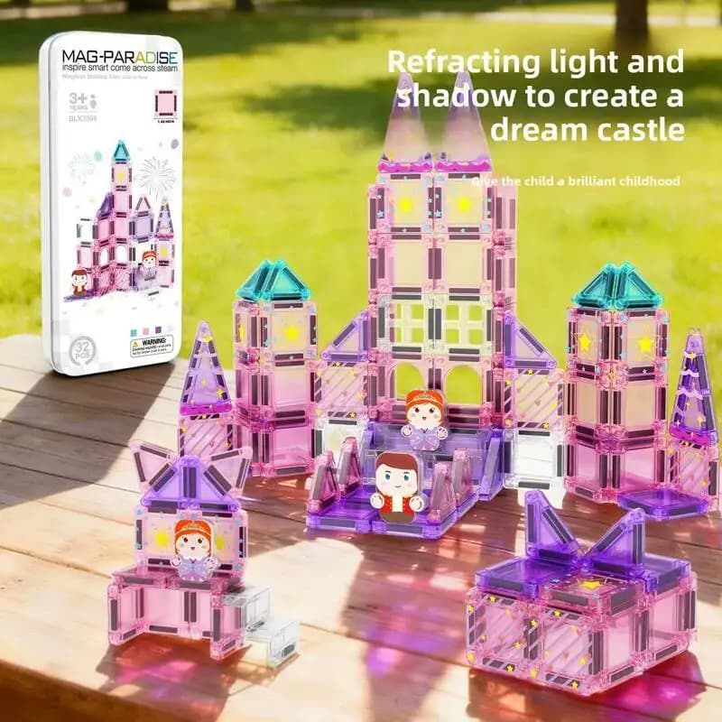 Multi-Theme Magnetic Building Blocks Mini Magnetic Tiles Construction Toys Portable Iron Box Travel Set Educational Toys