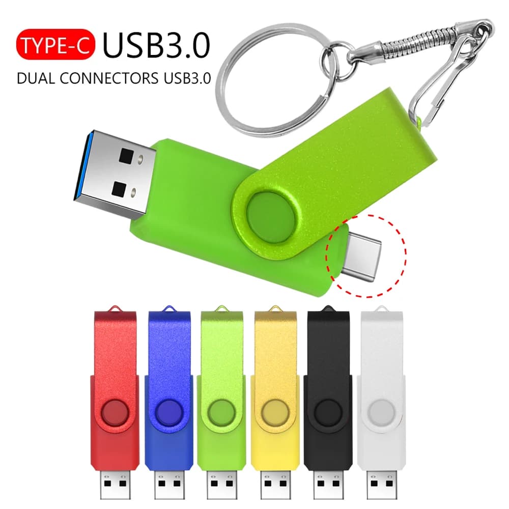 Type-C OTG USB 3.0 Flash Drive 64GB 32GB Pen Drive Smart Phone Memory Mini USB Stick Type-C Dual Double Plug