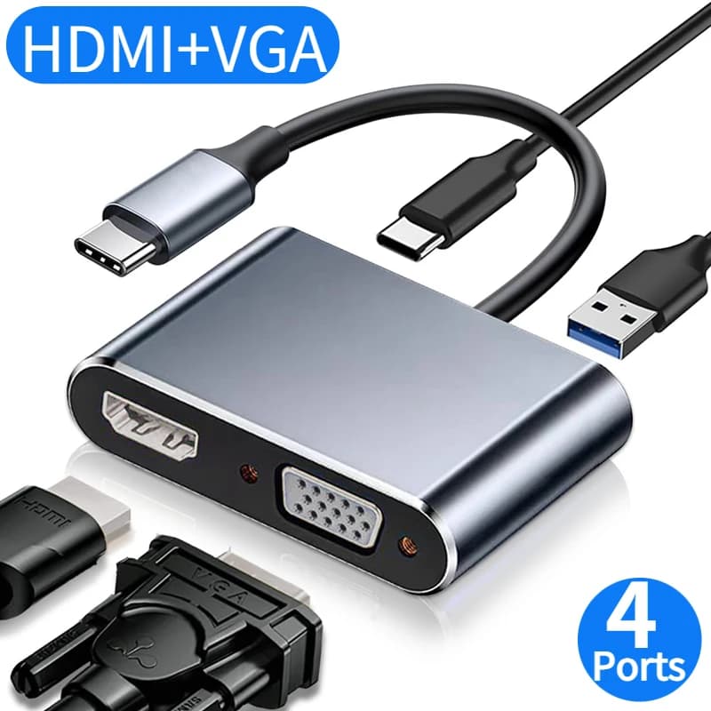 USB C 4K Dock USB 3.0 Type C PD Compatible HDMI Charging Hub for MacBook iPad Samsung S20 Dex HDTV Projector Nintendo Switch