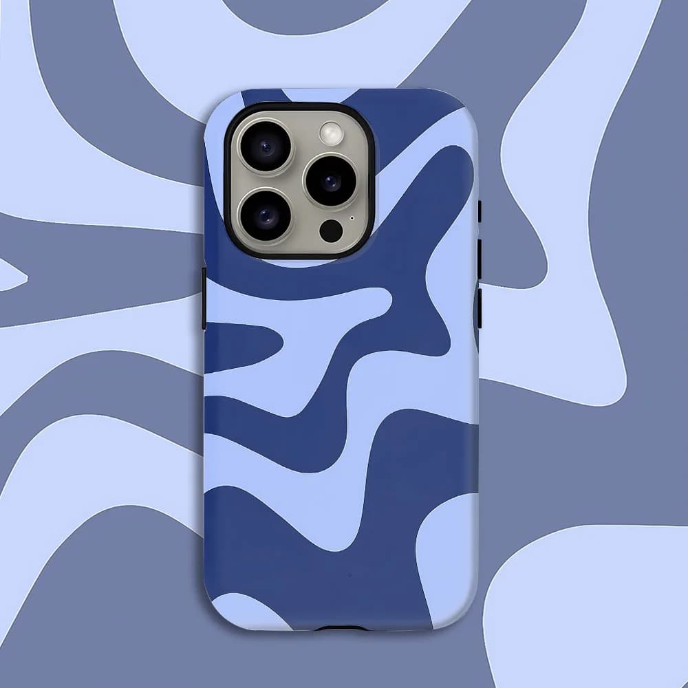 Blue Swirls Phone Case for iPhone 17 17e 16e 16 15 14 13 12 11 X XS XR XSMAX 7 8 Air Pro Max Plus Double-layer Back Cover