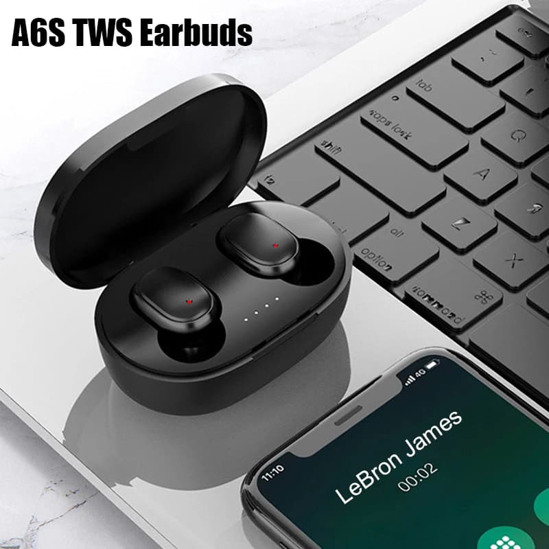 Auricolari Bluetooth trasparenti con display digitale a LED, auricolari wireless in-ear Tws A6S per Xiaomi Huawei iPhone