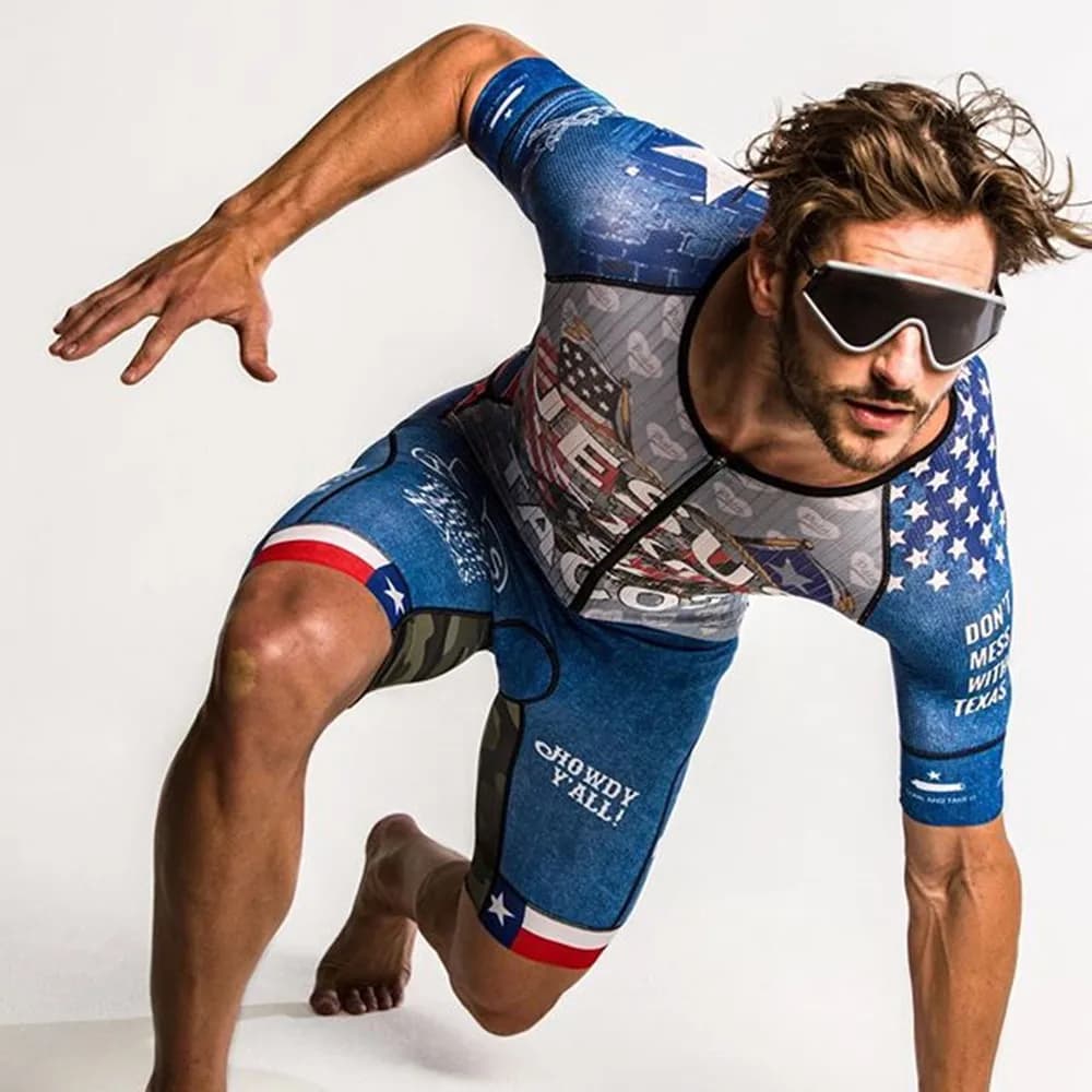 Love The Pain Professional Team Men's Triathlon Jumpsuit Body Cycling Jumpsuit Mountain bike swimsuit Running equipment
