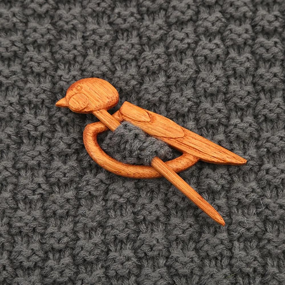 Cartoon Umbrella Dancing Piggy Wooden Brooch Bunny Bird Animal Sweater Pin Butterfly Maple Leaf Kitty Scarf Buckle Sweater