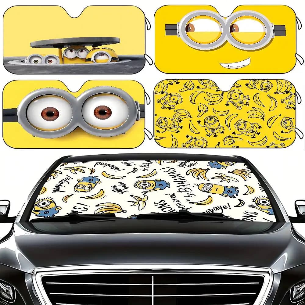 Parasole per Auto con Design Cartoon-M-minionS-kawaii, Elegante e alla Moda, Copertura per Parabrezza, Tenda Parasole per Auto, Protezione Solare per Auto