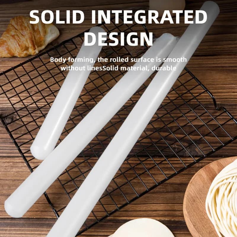 Zackoo Mattarello in PP bianco per uso alimentare per uso domestico Gnocco Pizza Pasticceria Strumento Rullo per impasto lungo Impastare Stick Forniture per cottura