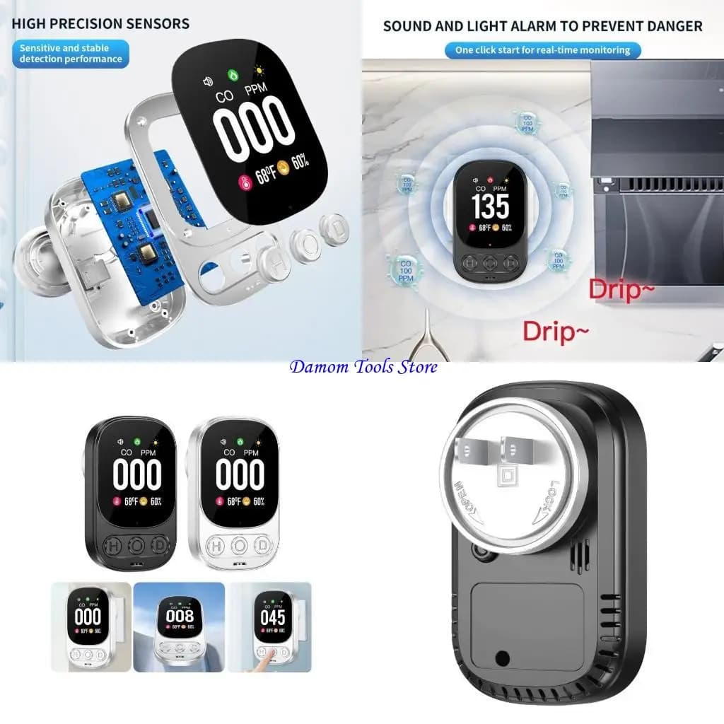57BE Carbon Monoxide Detectors with Temp Humidity Sensors Color Screen CO Detectors