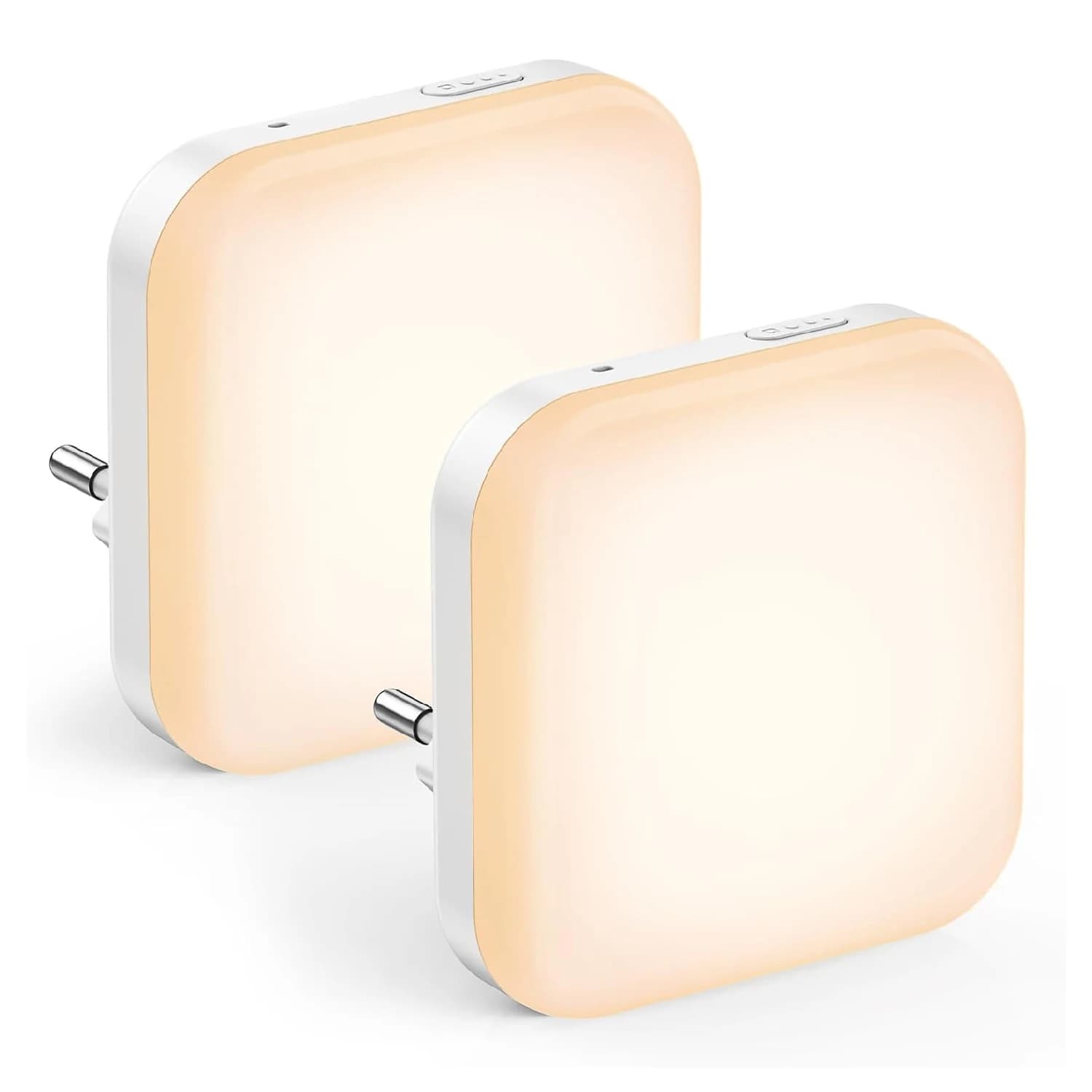 Luce notturna a LED con spina europea da 1 pezzo/2 pezzi con superficie luminosa più grande, luce notturna dimmerabile calda premium con sensore automatico dal tramonto all'alba