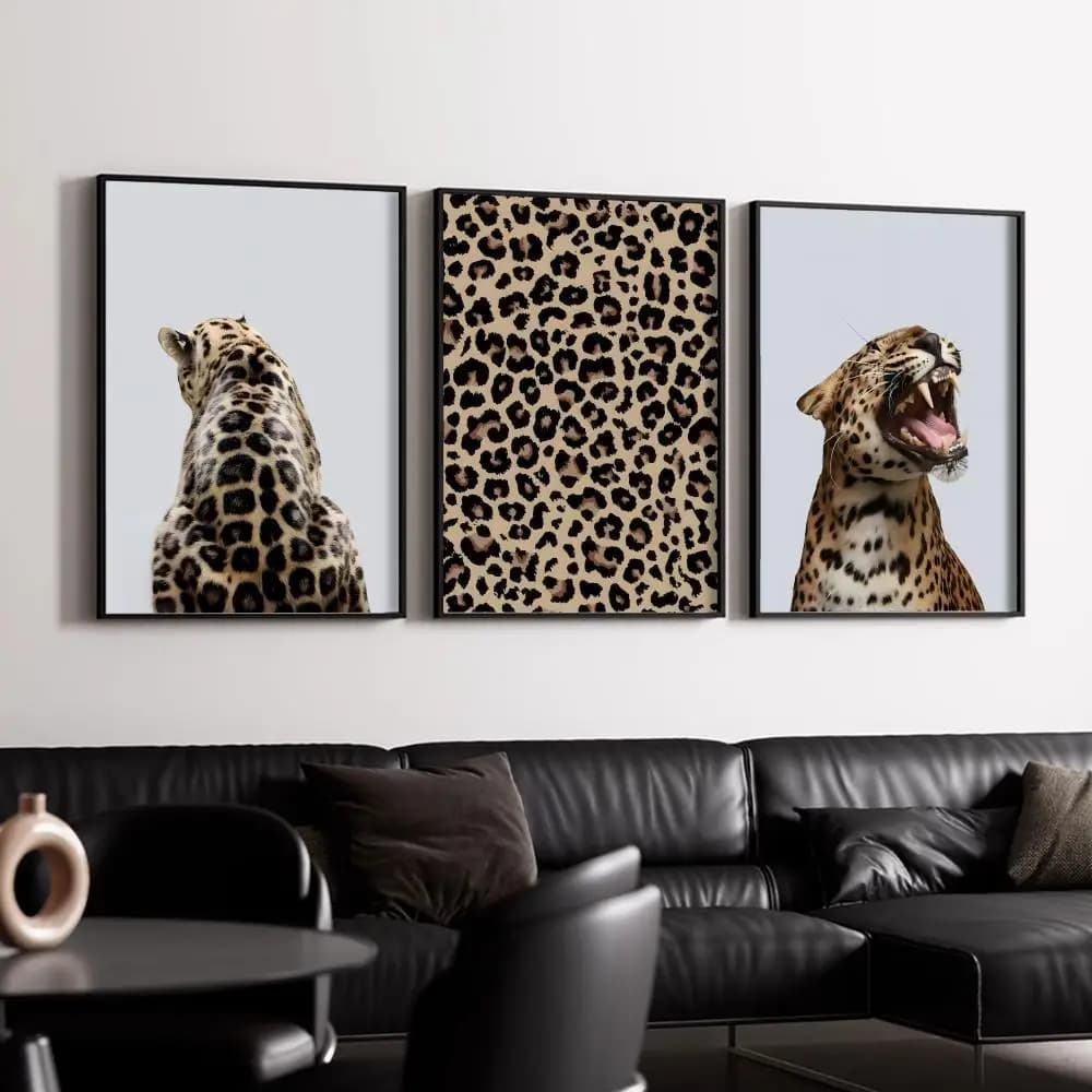 Fashion Art Luxurious Leopard Poster Decorative Wall Art Stickers Mural Photo Print for Home Living Room Hallway Decor Gift