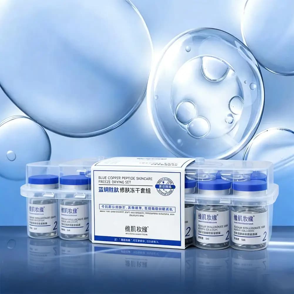 Siero per la Cura della Pelle con Peptide GHK-CU, Polvere Blu di Rame, Essenza Anti-Rughe, Riduzione dei Pori, Anti-Acne, Riduzione delle Linee Sottili, Effetto Rimpolpante