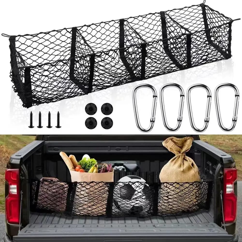 Auto Maglia Elastica In Nylon Posteriore Posteriore Tronco di Cargo Organizzatore di Immagazzinaggio Bagagli Net Tronco Letto Supporto Per SUV Auto Pickup Camion Letto Ac J0Z9