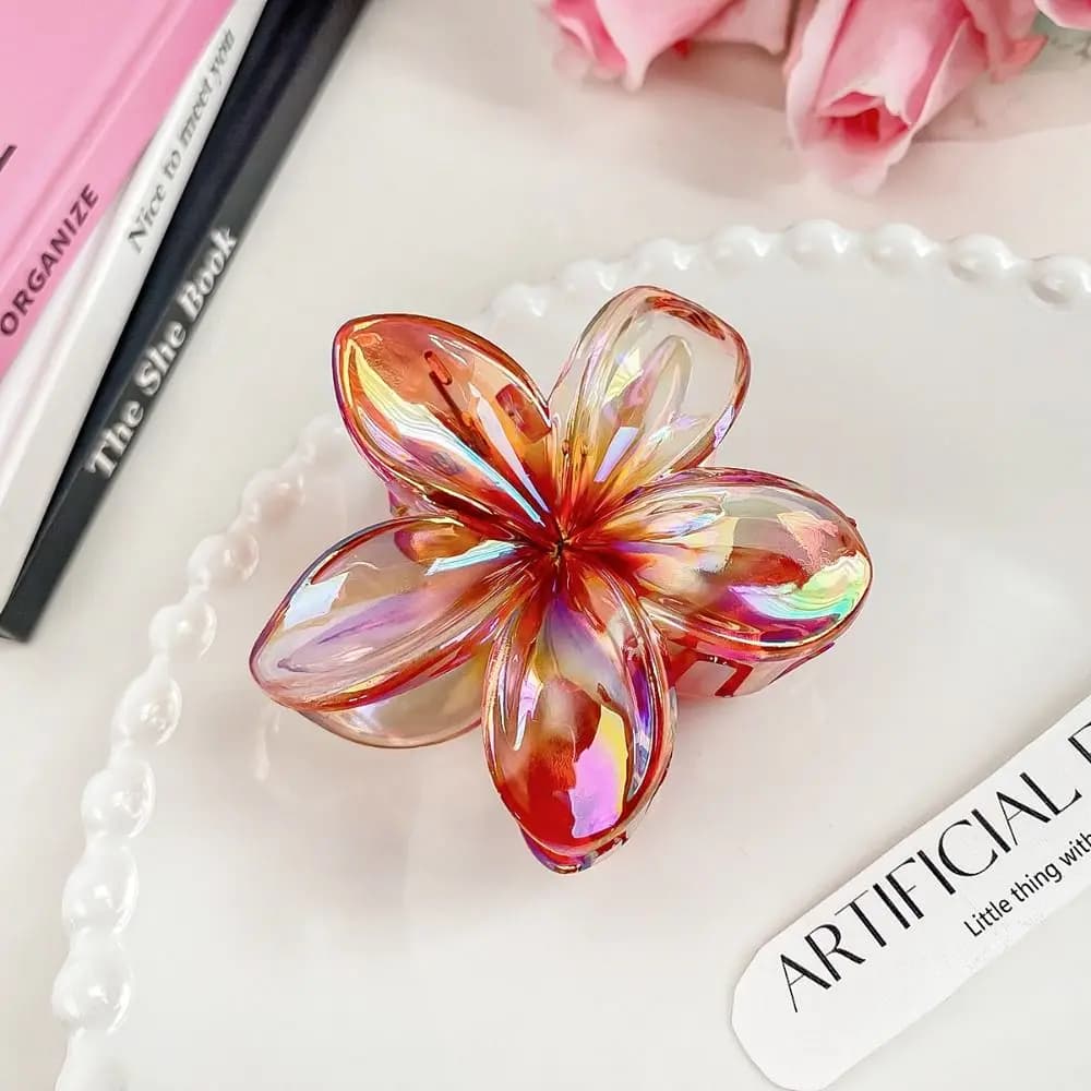 Fashion Bohemia Egg Flower Flower Hair Clips Headwear Plastic Large Hair Claw Flower Shape Colorful Ponytail Hairpin Beach