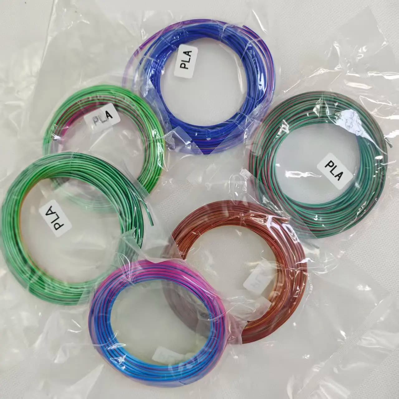 Filament PLA Tricolor 1.75mm for 3D Printer, Multicolored Plating Polished