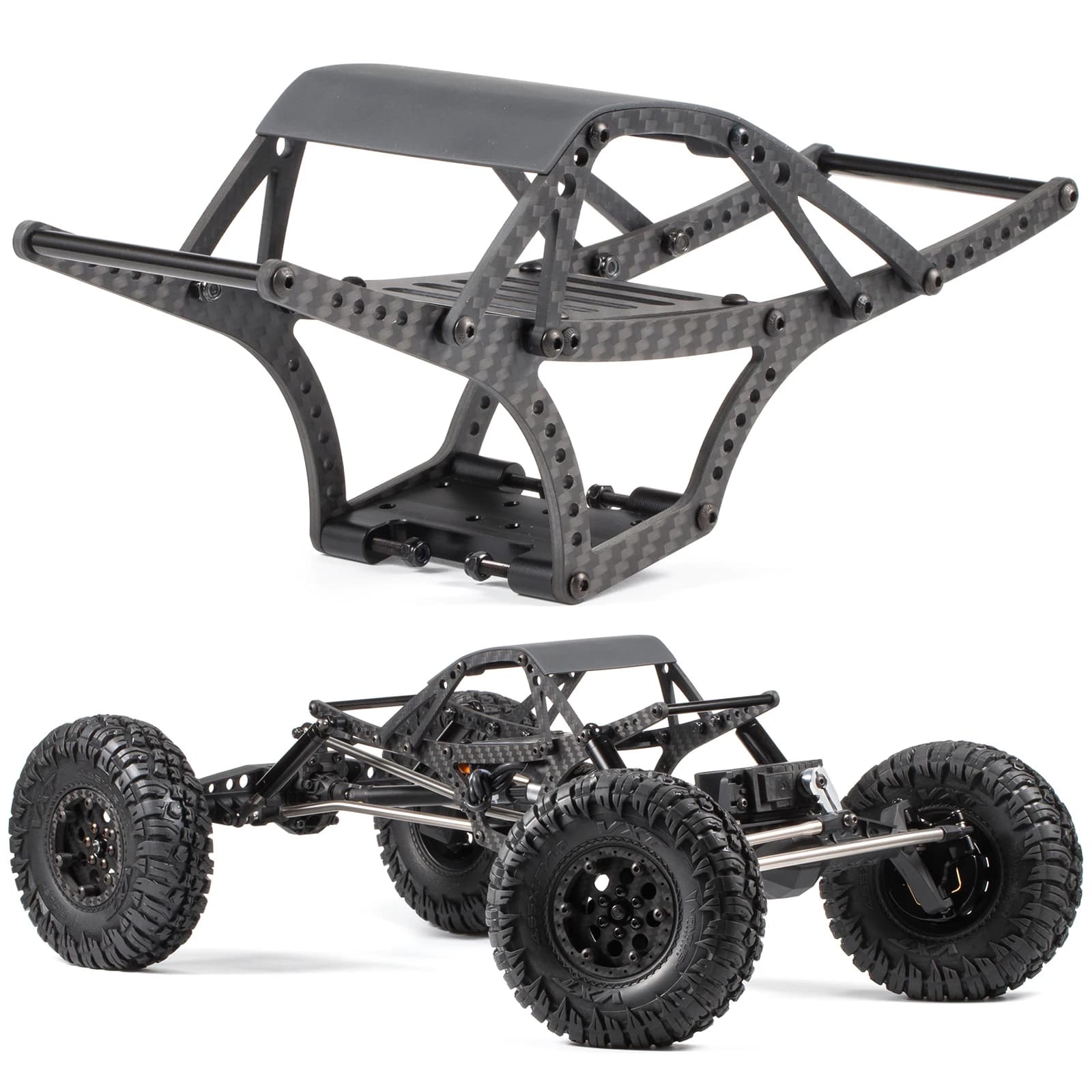 Kit telaio gabbia in carbonio LCG e set di collegamenti in titanio per asse portale Axial Capra Sportsman 2.2S Shafty Super Class Crawler Build
