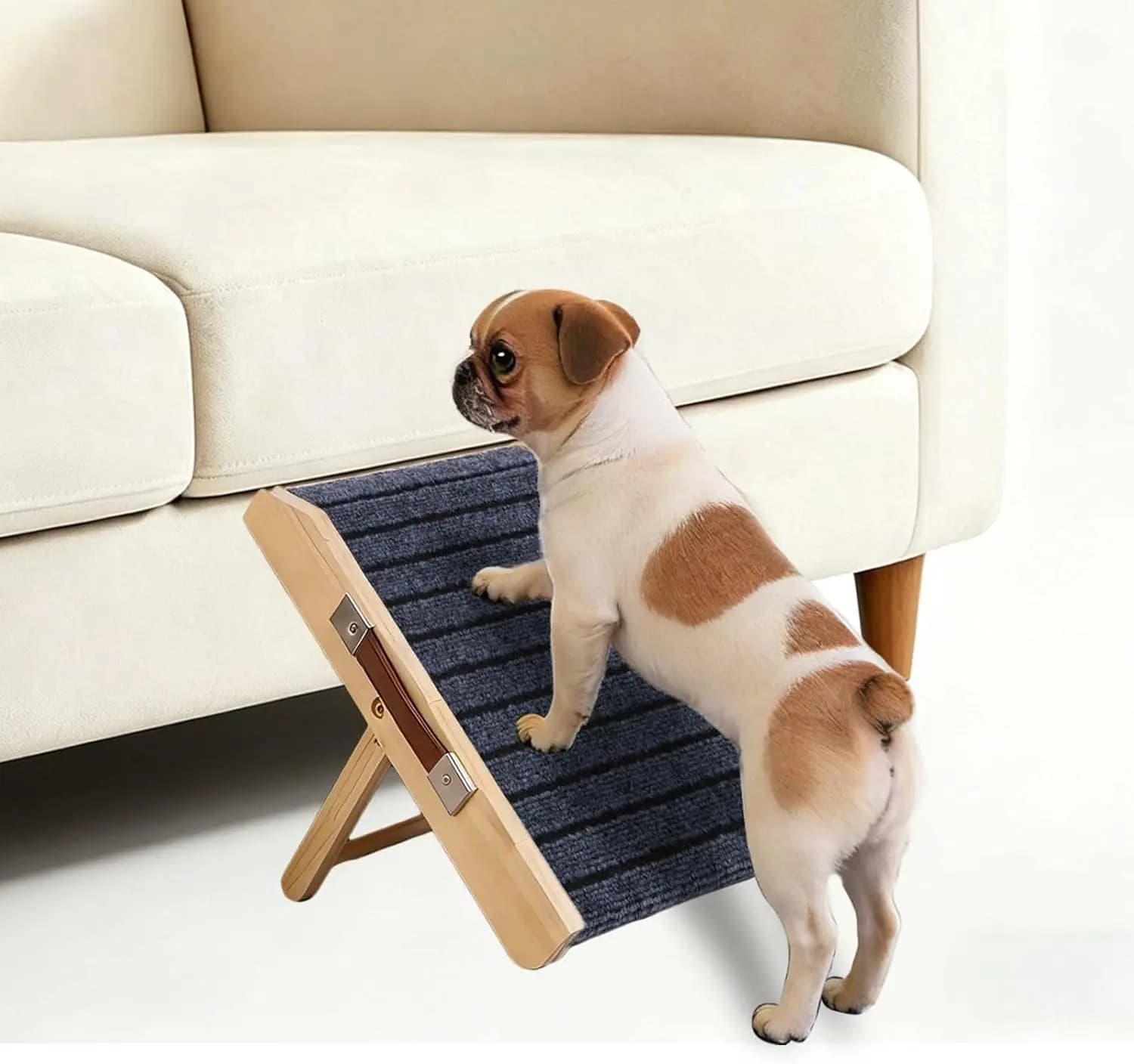 Mini Foldable Pet Ramp, Joint Stress Relieving Dog Ramp for Couches & Beds, Non-Slip Low-Angle Ramp for Small Dogs, Portable Ass