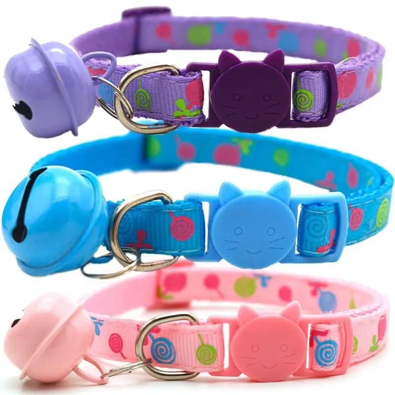 Collare per gatti regolabile con fibbia per gatti, colore cartone animato, lecca-lecca, collare per gatti 1.0, collare con fibbia di sicurezza per testa di gatto, collare per cani da compagnia