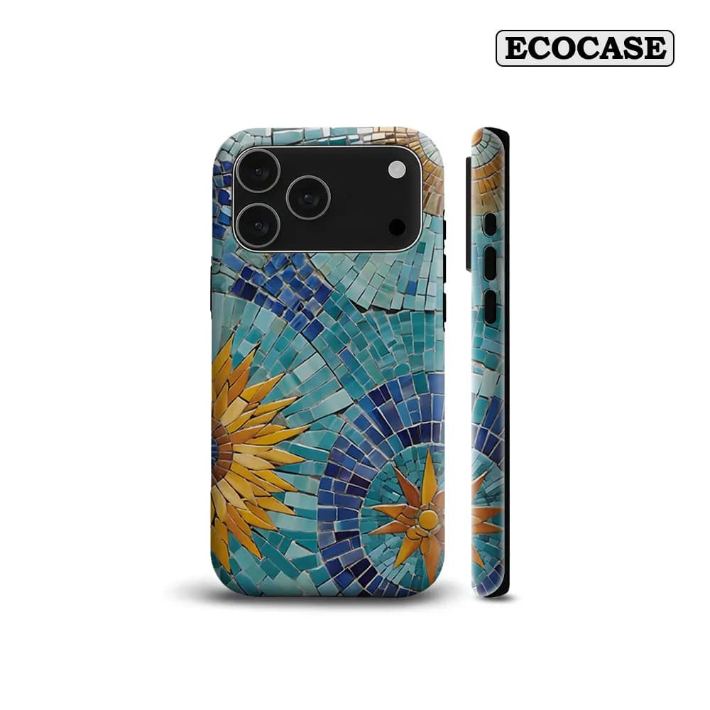 Sun Mosaic Tile For Magnetic Phone Case For IPhone 18 17 16 15 14 13 Pro Max Plus Single Double-Layer Tough Case