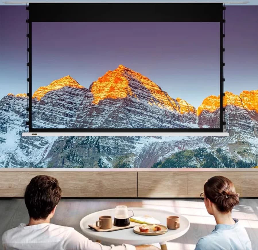 Y-120" 4K 8K Supporto HD Schermo per proiettore con linguetta morbida grigia Schermi di proiezione grigi da incasso a soffitto motorizzati