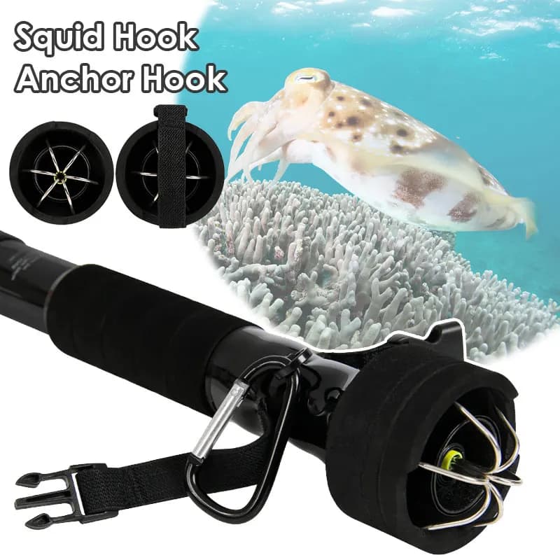 3/4M telescopico calamari Gaff gancio di ancoraggio in acciaio inossidabile al carbonio 6 ganci acqua salata Eging polpo Jig per calamari polpo attrezzatura da pesca