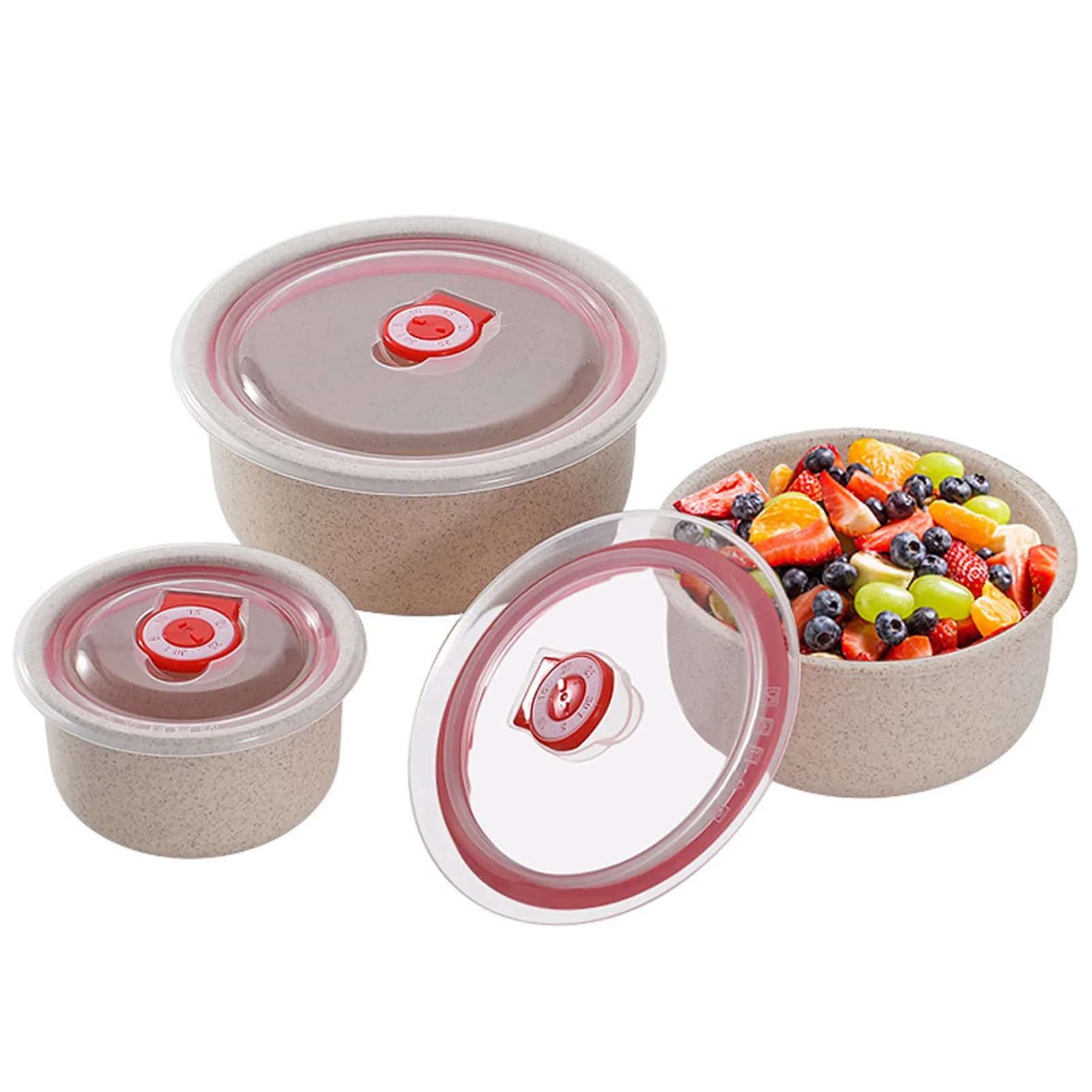 Set di 3 Contenitori per Alimenti, Leggeri e Portatili, per Conservazione in Cucina, Picnic, Preparazione Pasti e Asporto
