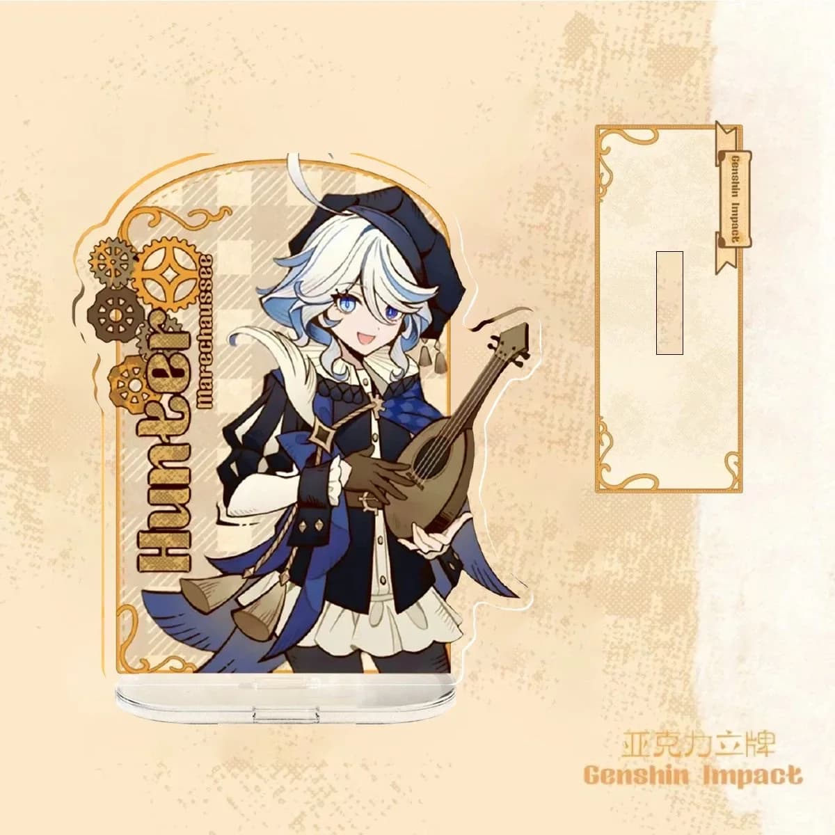 Genshin Impact Furina Clorinde Lyney Marechaussee Hunter Ornamenti da tavolo Acrilico Gioco di carte in piedi Periferia regalo