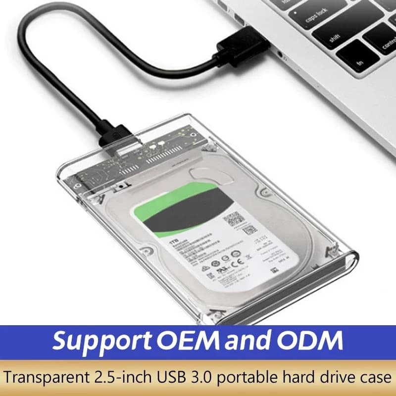 Custodia per disco rigido esterno USB3.0 Custodia per disco rigido trasparente da 5 Gbps da 2,5 pollici Custodia per disco rigido SATA HDD SSD per laptop