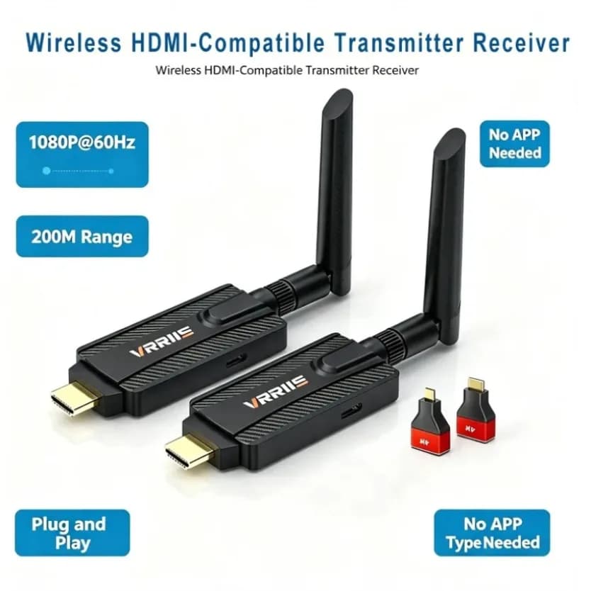 5G 200M 1080P 60Hz HDMI-Compatible Wireless Video Transmitter Receiver Extender Adapter Display Screen PC to Projector Monitor