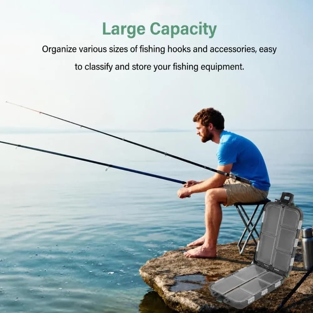 3PCS ABS Fishing Tackle Box Waterproof 10 Compartments Fishing Hook Case Large Capacity 9.5*6.5*3cm Fishing Lure Storage Box