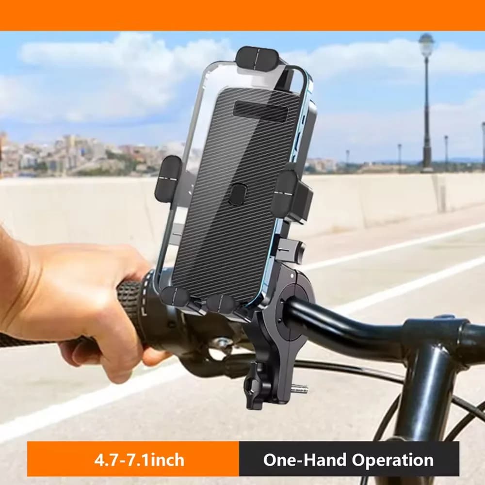 Supporto per Telefono da Bici, Supporto per Telefono da Moto, Morsetto per Cellulare da Manubrio per iPhone 17 16 15 e Altri Smartphone da 4.7" a 6.8"