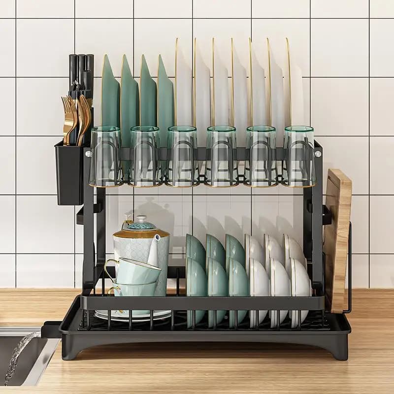 Cross-Border Best-Selling Kitchen Drain Rack Dishware Holder Knife Fork Drying Rack Iron Material Kitchen Storage Shelf