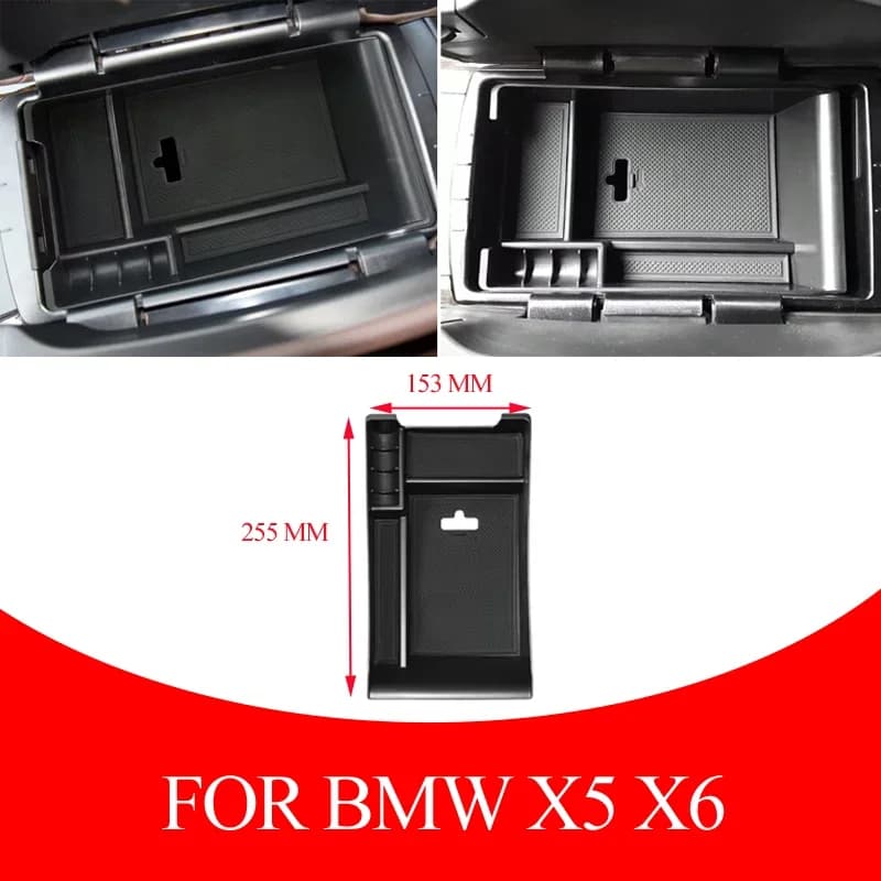 Per BMW X5 E70 X6 E71 2014 - 2018 Bracciolo Centrale Scatola di Immagazzinaggio Copertura Contenitore Organizer Caso accessori auto