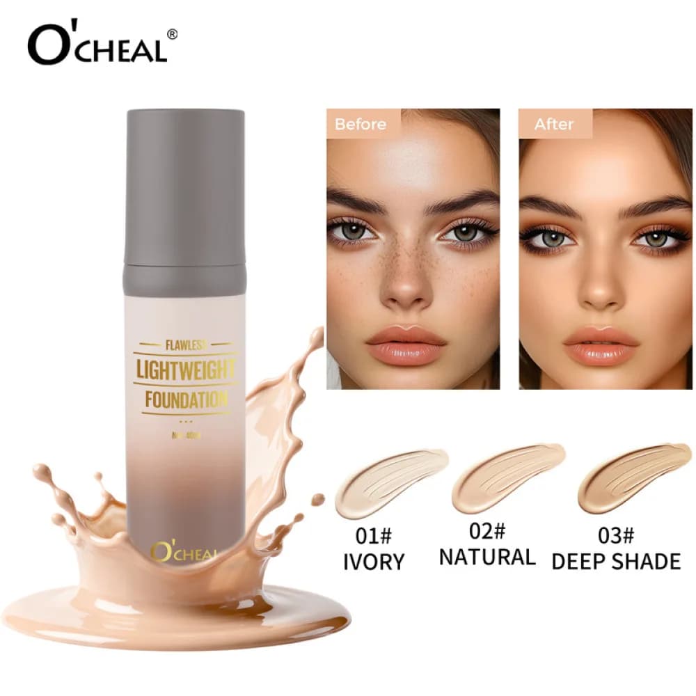OCHEAL Long Lasting Liquid Foundation Moisturizing Concealer Natural Makeup Base Cream Brightening Face Cosmetic Makeup Set