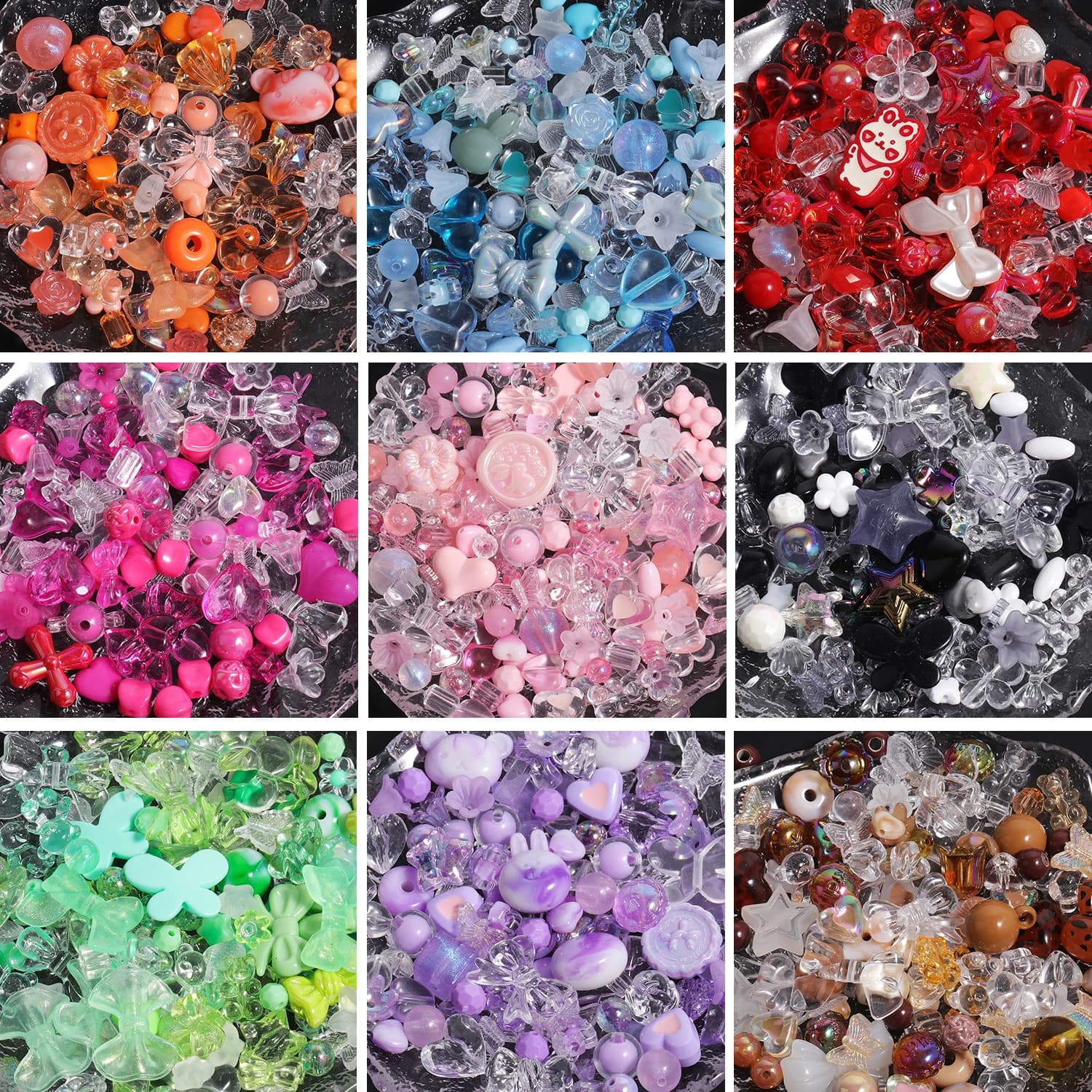 30 g/lotto Perline Acriliche Policromate Stella Cuore Farfalla Misto Y2K Branello Allentato Del Distanziatore per la Produzione di Gioielli Collana Braccialetti FAI DA TE