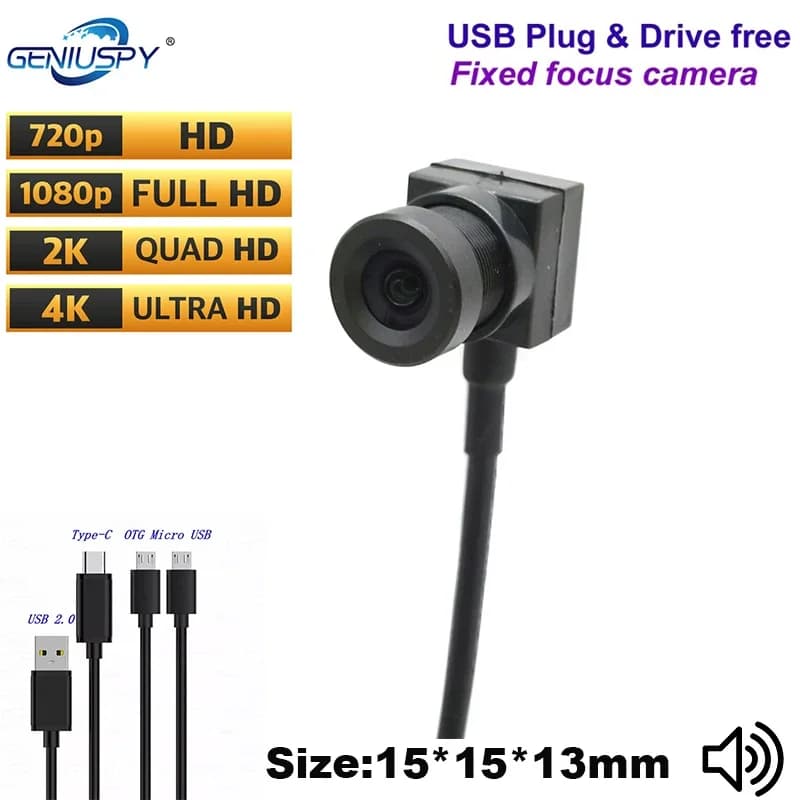 USB camera module zero distortion 720P 1080P 30fps 8MP 4K 15FPS HD MJPEG Mini CCTV Linux UVC Webcam Mini surveillance camera
