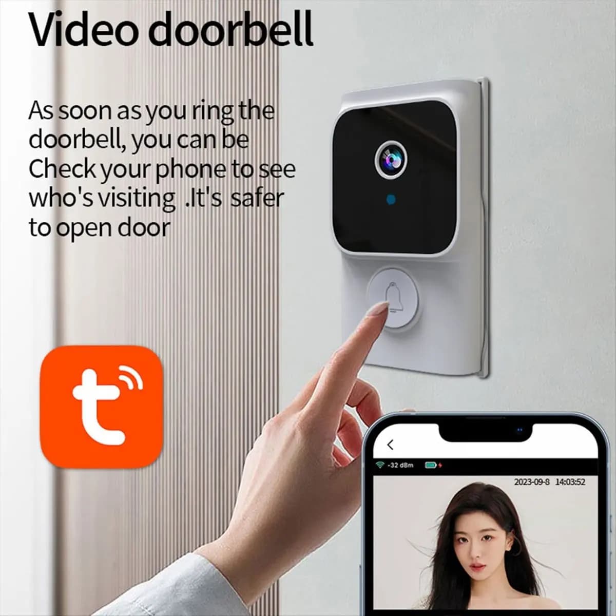 wilwill Tuya APP Free Cloud Storage WiFi Doorbell Low Consumption Visual Door Peephole Video Eye Night PIR Security Doorviewer,B