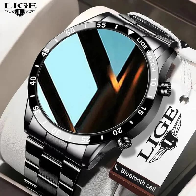 LIGE Nuovo Bluetooth Chiama Astuto Della Vigilanza Degli Uomini Full Touch Screen di Lusso In Acciaio Sport Fitness Smartwatch IP67 Impermeabile Per Android ios