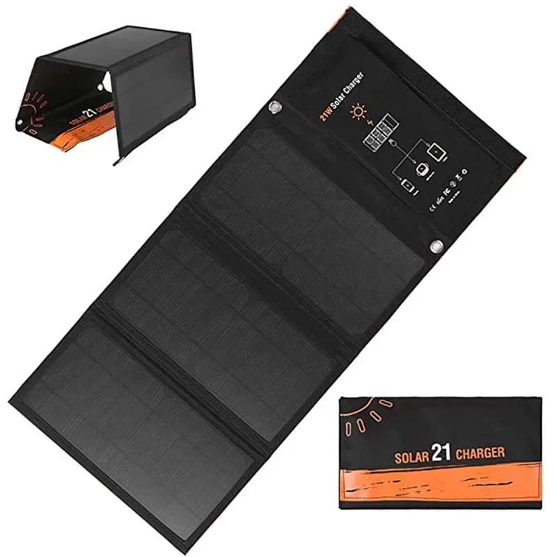 Borsa di ricarica pieghevole per pannello solare da 21 W Ricarica per telefono cellulare esterno Pannello fotovoltaico Caricatore solare portatile doppio USB