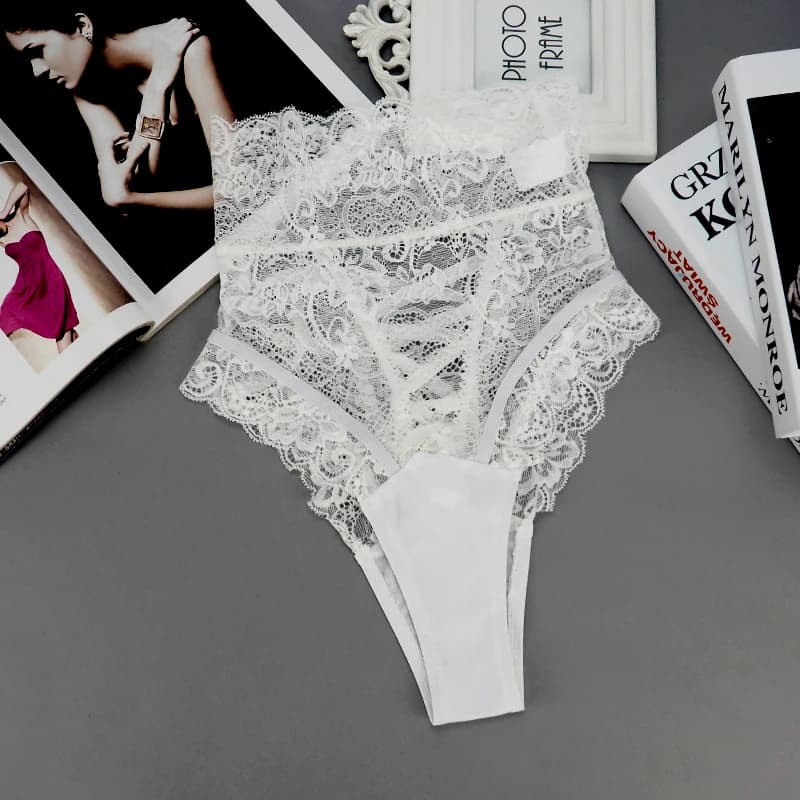 Mutandine intimo Donna Lingerie sexy Vita alta Perizoma in pizzo Perizoma floreale Scava fuori Mutande Intimo Mutandine Slip